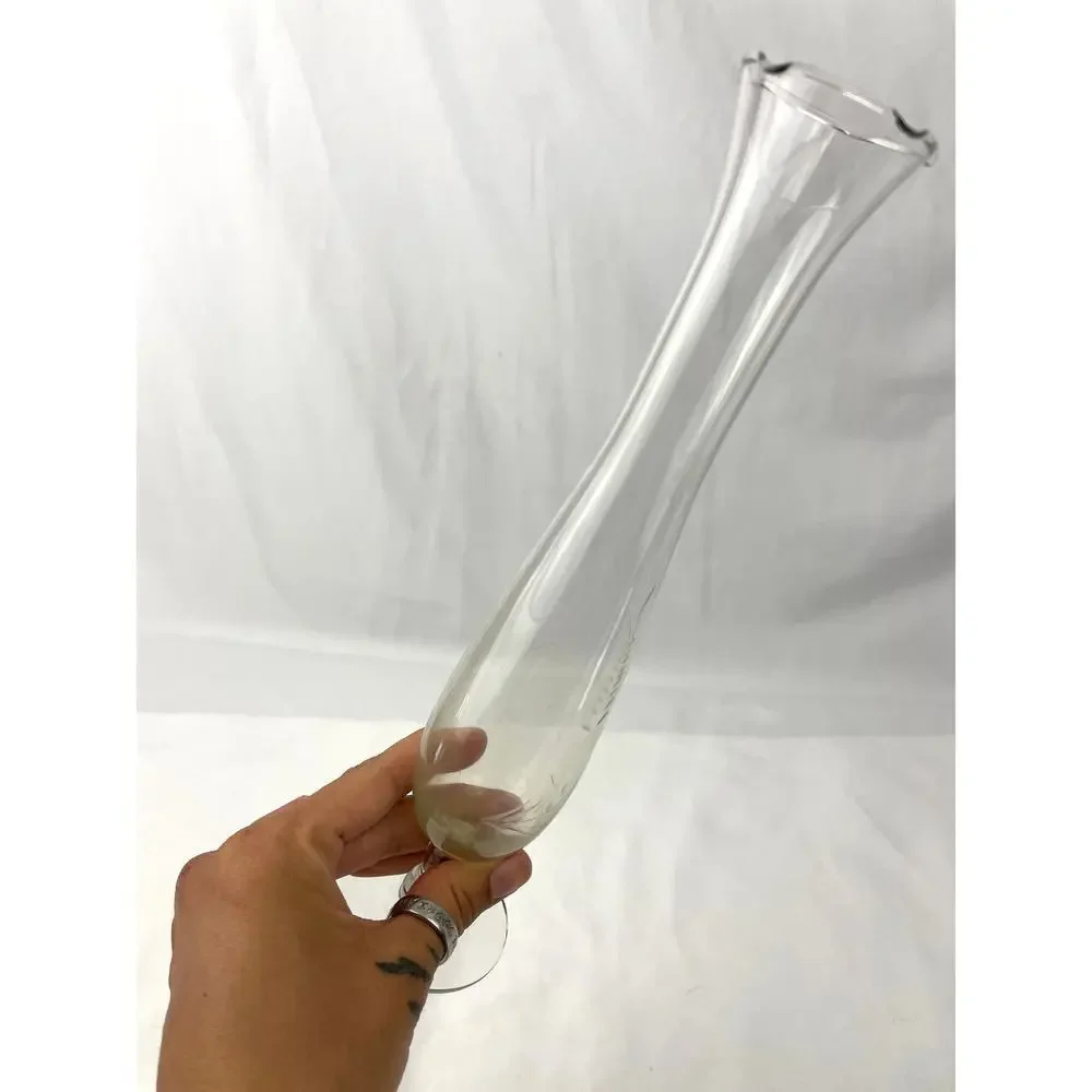 VTG‎ Flower Etched Glass Bud Vase Grape Design 10